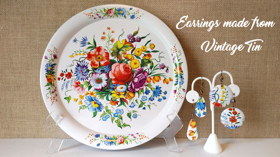 Earrings Made from Vintage Tins